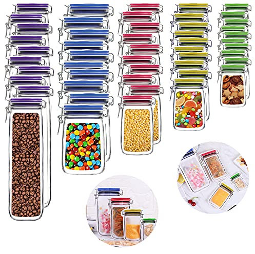 LLGLEU 45 Stück Mason Jar Zip Beutel, Lebensmittel Beutel Wiederverwendbare Gefrierbeutel Aufbewahrungsbeutel Luftdicht Mason Bag Auslaufsichere Versiegelt Food Storage Snack Bags (50 Stück)
