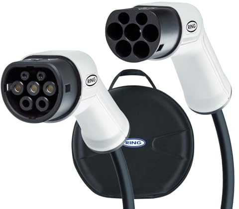RING 16A Electric Vehicle Charging Cable - 1 Phase Type-2 to Type-2: Suitable For All Fully Electric & Plug-in Hybrid Vehicles