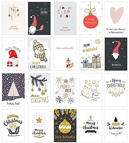 Edition Seidel Set 20 exklusive Premium Weihnachtskarten mit Umschlag. Doppelkarten/Klappkarten mit Briefumschlag. Weihnachten Karte Postkarte Weihnachtspostkarte