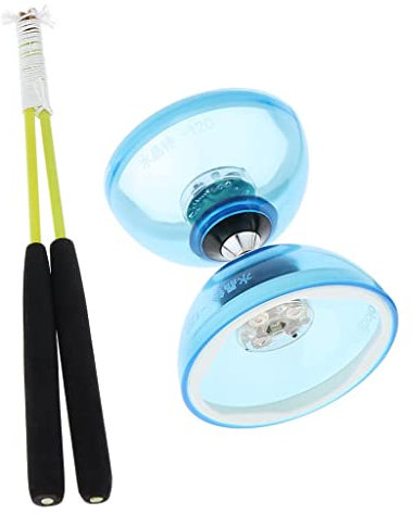 Amagogo Dreifacher Lager Diabolo LED Leuchten Chinesisches Spielzeug, Jonglieren Diabolos Spielzeug, Party Camping, Blau, wie beschrieben
