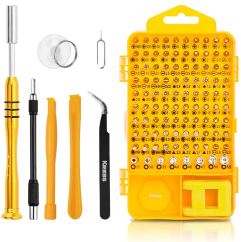 KREBS Screwdriver Sets 108 in 1 Electronics Precision Screwdriver with 98 Bits Magnetic Repair Tool Kit for iPhone, MacBook, Computer, Laptop, PC, Tablet, PS4, Xbox, Nintendo, Game Console