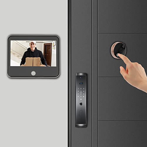 JAYEUW Timbre de puerta WiFi con batería de 4000 mAh, gran angular de 140 grados y sensor PIR, cámara espía de 1,3 MP con monitor inalámbrico y vista en vivo disponible, DP2C
