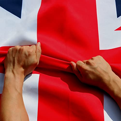 Anley Rip-Proof Technology Double Sided 3-Ply United Kingdom UK Flag 3x5 Foot - Vivid Color, Canvas Header and Wrinkle Resistant - The Strongest, Longest Lasting British National Flags 3 X 5 Ft