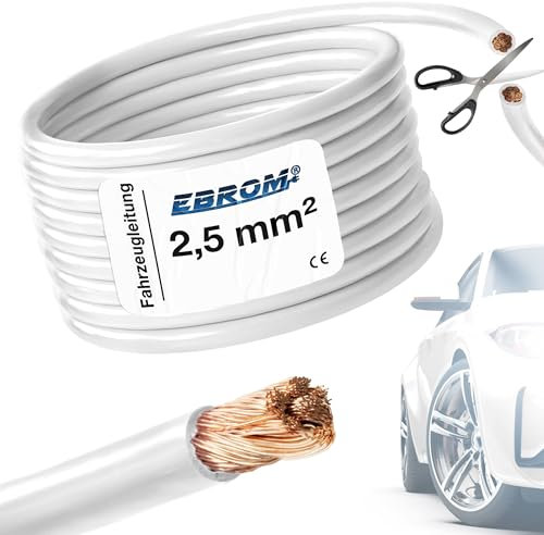 EBROM FLRY Câble de voiture flexible 90 ± 5 Shore 99,99 % cuivre Gaine PVC FLRy 15 m 2,5 mm² 2,5 mm² 2,5 mm² Fil Électrique
