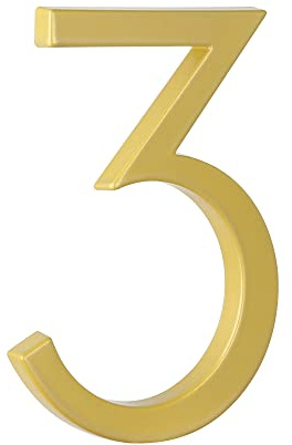 HASWARE Numero civico flottante 5 (12 cm) per esterno – Segnaletica moderna in lega di zinco per giardino, via e cassetta postale (3, Oro)