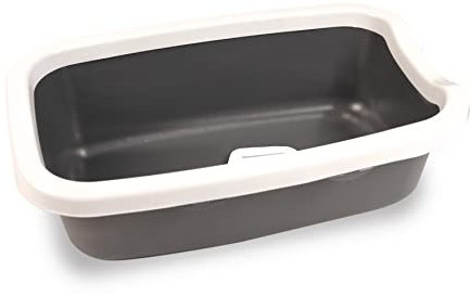 Pop Up Katzenklo. Plastik-Katzentoiletten Schale mit Rand. Aus 100% Recycklierbaren Kunststoff Material. (Classic, Grau)