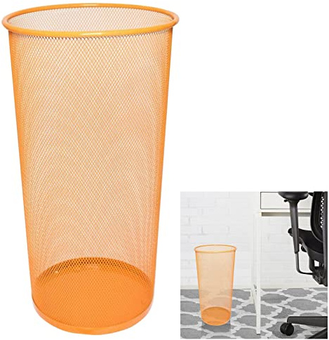 ARA CHOICE Colorful Large Metal Waste Paper Rubbish Mesh Bin Dustbin Office Bedroom Desk Litter and easy to use Recycling Bin for Home Multi Colour (Orange)