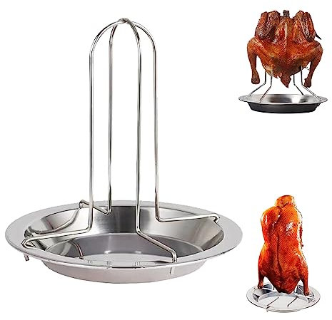 Roaster Rack Verticale con Vassoio Antigoccia Griglia Rack in Acciaio Inox per Pollo Arrosto per Forno Barbecue Grill