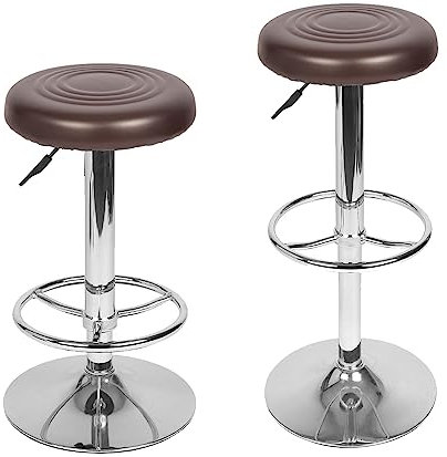 Mingone Barhocker 2er Set Barstuhl Hocker mit Gepolsterte Sitzfläche Tresenhocker mit Fußstütze Arbeitshocker Drehbar Bürohocker Verstellbarer Sitzhocker für Bar Bistro Café Küche, Braun