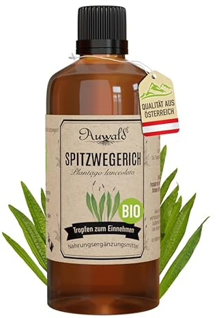 NEU! Auwald Spitzwegerich Tropfen BIO – Hochwertiger Auszug, Extrakt, Essenz & Tinktur – 100% BIO Landwirtschaft, Frei von künstlichen Zusätzen und Farbstoffen, Hergestellt in Österreich – 100ml
