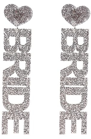 BRIDE Earrings Brautgeschenke, Perlen-Strass-Braut-Buchstaben-Ohrringe für Frauen, Braut-Accessoires für Junggesellenabschied, handgefertigte Perlen-Braut-Ohrhänger, Hochzeit