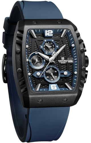 Naviforce Orologio al quarzo da uomo con indicazione automatica della data e della settimana, orologio da polso analogico