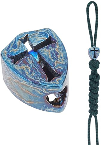 NBEADS Titanium Lanyard Perlen, Schild mit Kreuz Legierung Europäische Großes Loch Abstandshalter für EDC-Anhänger Armband Zipper Pull Schmuck Machen, Lanyard nicht enthalten