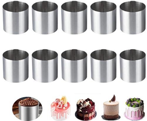 FutureHight Lot de 10 emporte-pièces ronds en acier inoxydable - 5 x 5 cm - Pour gâteau, sushis, pudding, chocolat