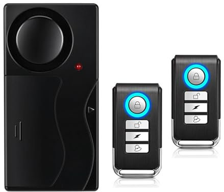 Mengshen Alarma Antirrobo para Bicicleta Alarma Seguridad Vibración Sensor Movimiento Sistema Alarma Seguridad para E-Bike Bicicleta Puerta Ventana Coche 110dB Loud (2 Mando a Distancia Incluido)