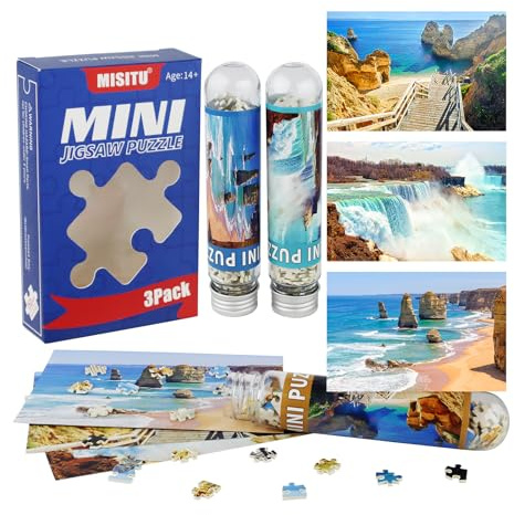MISITU 3er-Pack Mini-Puzzles mit 150 Teilen für Erwachsene - Strand Wasserfall - Tragbares Puzzle für unterwegs