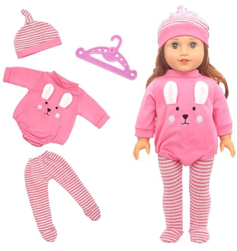 Puppenkleidung 30-45cm, Puppenkleider für Baby Puppen New Born Enthält 1 Top Strumpfhosen Set, 1 Hut, 1 Kleiderbügel füR 12-18 Zoll/30-45cm Puppen