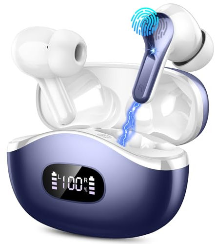 AOTONOK Cuffie Bluetooth, 2024 Auricolari Bluetooth 5.3 Stereo Wireless In Ear con 4 ENC Mic, Cuffie Senza Fili Cancellazione Rumore Cuffiette Sport 40Ore LED Display IP7 Impermeabili Earbuds