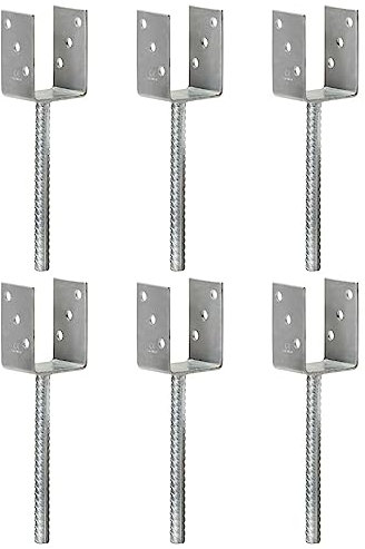 qohoio Fence Anchors 6 pcs Silver 7x6x30 cm Galvanised Steel,Fence Posts Support U Type Pergola Brackets Extender Foot Shaped Concrete in U Heavy Duty Posts Anchor Tool Spikes Steel Galvanised