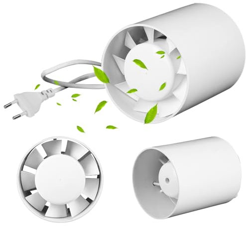Foreverup Ventilador de tubo de ventilación, Extractor de Aire Silencioso 100mm, Extractor de Baño Ventilador en Linea Extraccion Humos, para Baño Cocina Invernadero Tienda Garaje