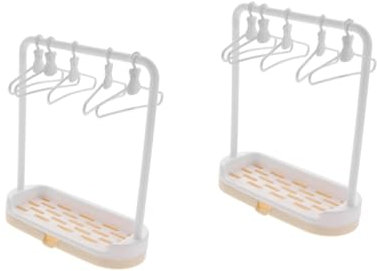 Alasum 2 Sätze Puppenaufhänger -Mädchen-Kleidung Puppenkleid-Anzeige Mini-Kleiderbügel kleiderständer Kleiderbügel für Puppen mit Ständer Kleiderbügel für Puppenhosen Plastik