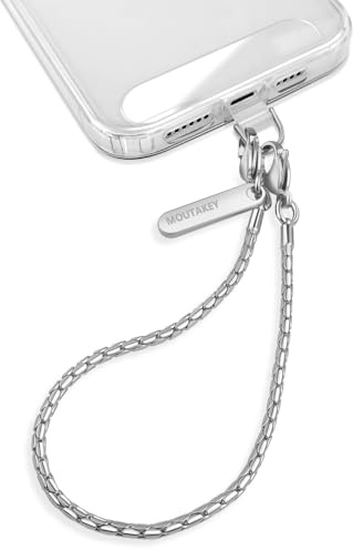 MOUTAKEY Phone Wrist Strap Metal Phone Chain Wristlet Strap Detachable iPhone Lanyard Wrist with 2 Tether Tabs iPhone Charm strap For Women girls Shopping Traveling Party Walking