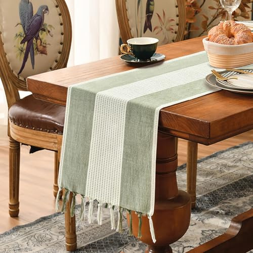 Raxfekro Tischläufer Boho 33x160cm Tischläufer Hochzeit Mode Boho Landhausstil Quasten tischdeko Geburtstag tischdeko esstisch