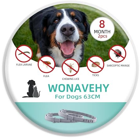 2 Pack 63cm Zecken- & Flohschutz Halsband Hunde Flohschutzhalsband für Hunde Zeckenhalsband Flohhalsband Schutzhalsband gegen Flöhe 8 Monate Schutz verstellbar für alle Größen