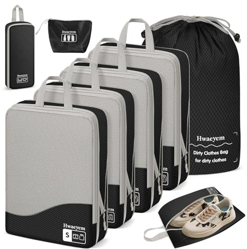 Koffer Organizer Set 8 Teiliges, Sichtbares Netzgewebe Packing Cubes, Leichter DoppelreißVerschluss Koffer Organizer FüR Die Organisation Von RucksäCken/Koffern/Aufbewahrung Zu Hause (Schwarz)