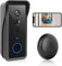 MUJENYZ Sonnette sans Fil avec Caméra, Sonnette avec Camera 1080P FHD, Audio Bidirectionnel, Vision Nocturne, Détection de Mouvement PIR, Notifications en Temps réel, Stockage Cloud, Wi-FI