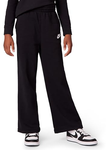 Nike Girl's Sportswear Club Fleece Wide-Leg Pants, Black/Black/White, Large