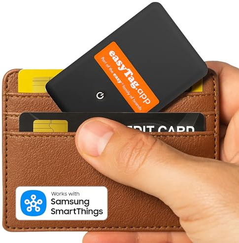easyTag Wallet Card Tracker (Samsung Only) - Slim and Global Tracking Smart Tag for Wallets, Bags, Suitcases and Luggage. Rechargeable Smart Tag Compatible with Samsung SmartThings App