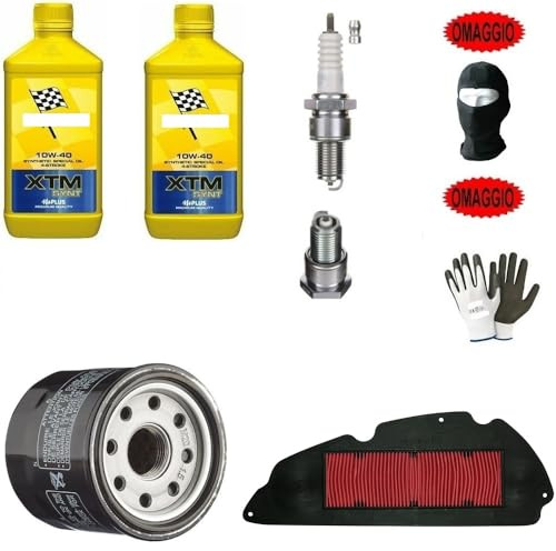 Compatible avec TGB X Motion 125 KIT d'entretien Scooter B-(ARDAHL) Huile SYNTHÉTIQUE 2LT 10W-40 XTM+FILTRES+Remplacement DE Bougie LUBRIFIANT Moteur Haute PERFORMAN Entretien Complet