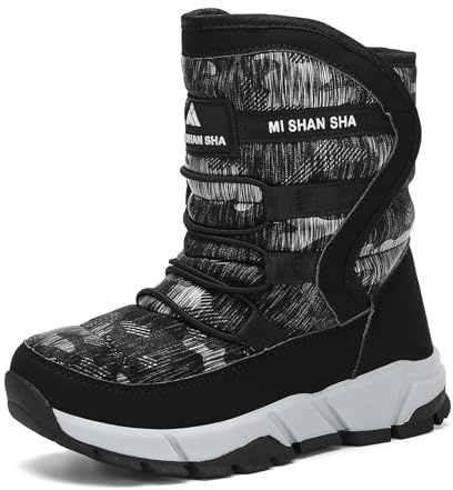 Mishansha Bambini Stivali da Neve Ragazze Caldo Fodera Stivaletti Invernali Ragazzi Scarpe Comodo Antiscivolo 38 EU