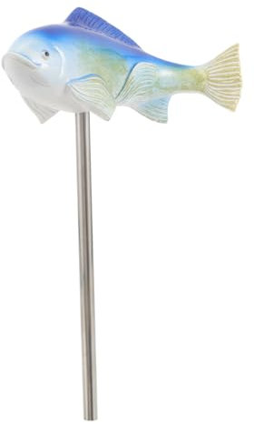 Abaodam Ornement de Poisson en Résine à Planter, Piquet de Jardin pour Décoration Extérieure, Surface Lisse, Tige, Style Rustique