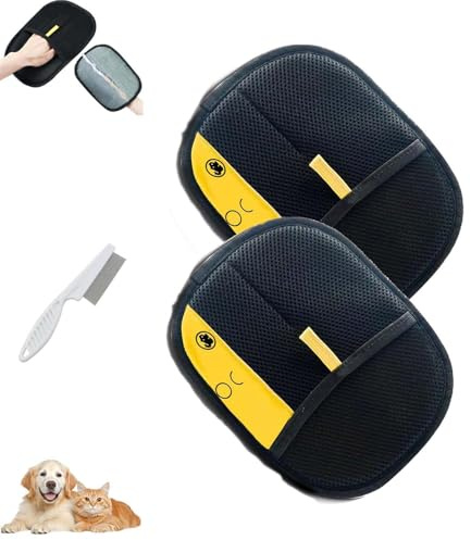 WIWIDANG Petlova Sweep Glove, Yomi Pet Hair Remover Glove-Fell Magnet Handschuh, Katzen Handschuhe BüRste, Doppelseitige Fellpflegehandschuhe Tierhaarentferner Handschuh für Katzen/Hunde (2PCS-B)