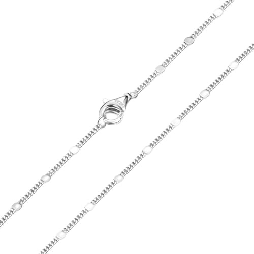 CASSIECA Silberkette Damen 925 Ohne Anhänger 925 Sterlingsilber Damen Halskette Kette Choker Platte Dünn Robust Wasserfester 1,2mm Silber Schmuck 46cm
