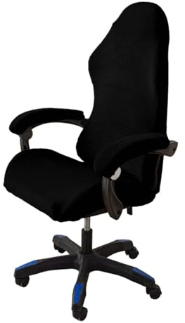4 Piezas Funda para Silla de Juego, elástico Engrosado, Funda Elástica Silla Gaming, Funda para Silla Gaming, con Cremallera, Adecuado para sillas de computadora, sillas de Juego (Negro)