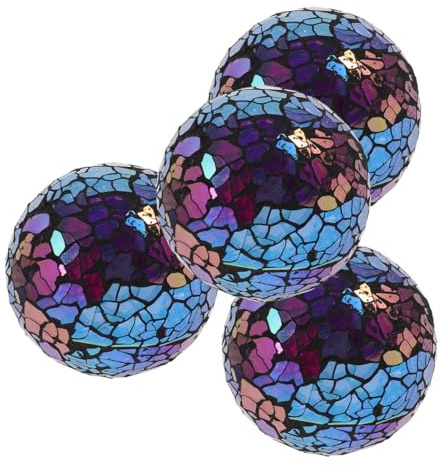 VILLCASE Table Centerpiece Orbs Modern for Home Decorations Decorative Balls Set 4pcs Glass Sphere Purple and Anniversary Beautiful Delicate Mosaic for Vase Bowl and Coffee Table Ornament