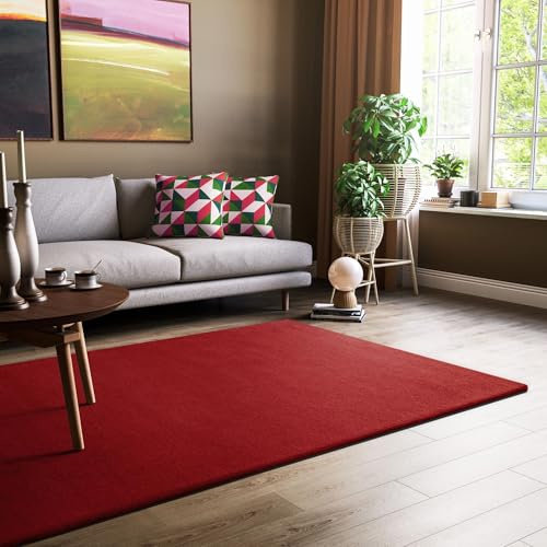 Steffensmeier Gabbeh Teppich Jaipur | 100% Schurwolle | Wohnzimmer | Schlafzimmer | Handtuft | Rot | 70x140 cm