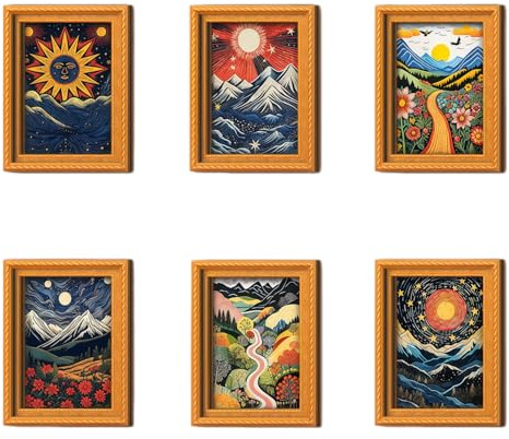 6Pcs Novelty Fridge Magnets, Abstract Landscape Fridge Magnet, 3D Wooden Refrigerator Strong Magnet for Refrigerator Locker Kitchen School and Office