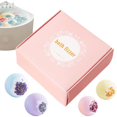 Bolas de Baño para las Mujeres | 4 piezas de flores secas para un lavado que es relajante - Bola de baño hidratante - Para Relajación, Cuidado Personal, SPA, Hogar, Viajes, Baño y Hotel