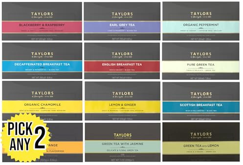 Taylors of Harrogate Tea Bags – Pick Any 2 Boxes (2 x 100 Individually Wrapped Tea Bags) – from 13+ Flavours Inc. English Breakfast, Earl Grey, Decaf, Green Tea, Prue Green - Total 200 Tea Bags