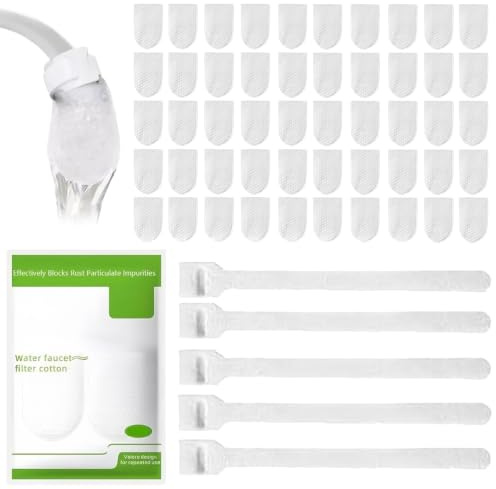 Faucet Filter Cotton Bag,50 Pcs Tap Water Filter for Kitchen Sink with 5 Straps,Reusable Muslin Strainer Bag for Bathroom Tap,Rust and Sediment Filter Bag,Home Water Purifier