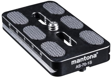 Mantona AS-70-1 Schnellwechselplatte Arca-Swiss kompatibel 70 x 38 mm Aluminium mit 1/4 Schraube Gummipuffern