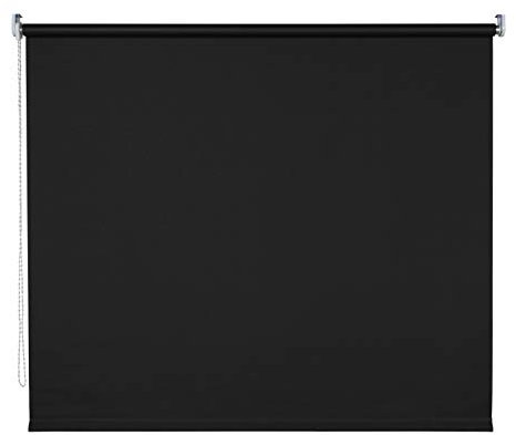 Verdunklungsrollo Fenster Tür Rollo Farbwahl Kettenzugrollo Seitenzugrollo Breite 60 - 200 cm Höhe 180 cm u. 240 cm Stoff lichtundurchlässig Metall Klemmhalter ohne Bohren (200 x 180 cm / Schwarz)