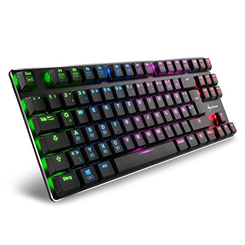 Sharkoon PureWriter RGB TKL Mechanische Low Profile-Tastatur (RGB Beleuchtung, blaue Schalter, flache Tasten, Tenkeyless, Beleuchtungseffekte, abnehmbarem USB Kabel) schwarz, Purewriter TKL RGB, Blau Schalter