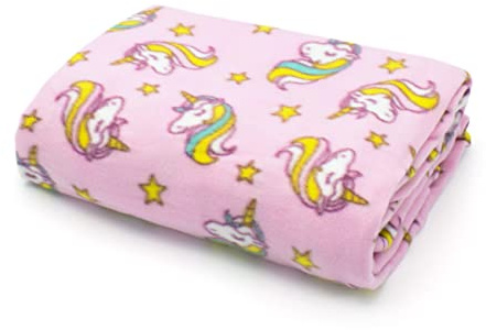 Noel Magical Rainbow Unicorn Pink Kids Polar Fleece, Childrens Throw Blanket, Suitable for Chair or Bed, Machine Washable, 127cm x 152cm,