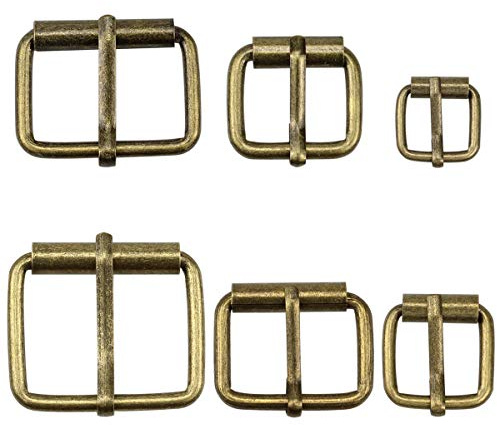 Hysagtek 60 Stück Bronzefarbene Metall-Rollschnallen Gürtelschnalle Dornschnallen für Taschen, Leder-Gürtel Handarbeit- und Bastelzubehör, 6 Größen – 3.3 cm, 2.9 cm, 2.5 cm, 2 cm, 1.7 cm, 1.3 cm