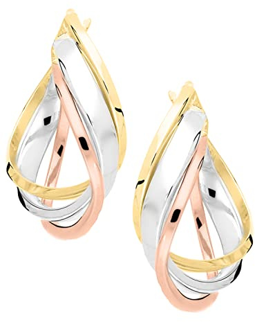 My Gold Damen Creolen Ohrringe Gold 333 Echtes Gelbgold Weißgold Roségold (8 Karat) Goldcreolen Damenohrringe Santorino